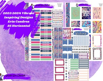 A5 Horizontal Kit 2023/2024 Lebendige Inspirierende Designs - Erin Condren ®ECLP, Plum Planner, Erin Condren A5