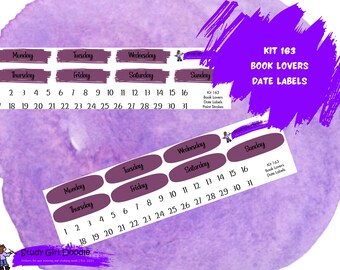 Book Love Date Label Kit 163 - Cozy Painted Stroke & Purple 1.5" Stickers for Book Lovers, Perfect for Just One More Chapter Readers