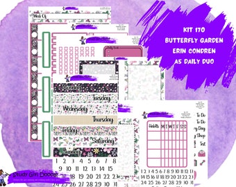 Kit 170 "Butterfly Garden" Planner Stickers Kit - Spring Floral Designs for Erin Condren A5 Daily Duo - Perfect for Planning Enthusiasts