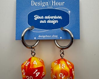 Créoles D20 Dice : bijoux geek hypoallergéniques en acier inoxydable