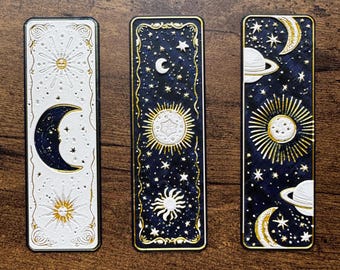 Ensemble de signets célestes : lune, étoiles et planètes imprimées en 3D
