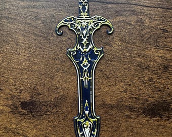 Marque-page épée : marqueur de page chevalier médiéval noir et or imprimé en 3D