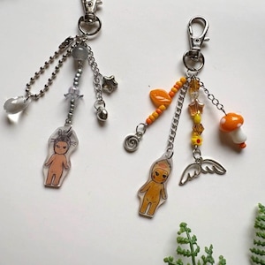 かわいいソニーエンジェルキーホルダービーズチャーム携帯アクセサリー