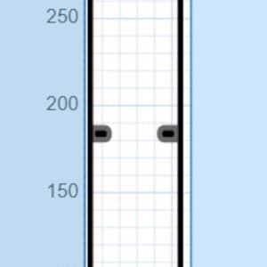 Może przedstawiać: Czarna metalowa rama z czterema szarymi metalowymi kółkami przymocowanymi do ramy. Rama znajduje się na białym tle siatki.