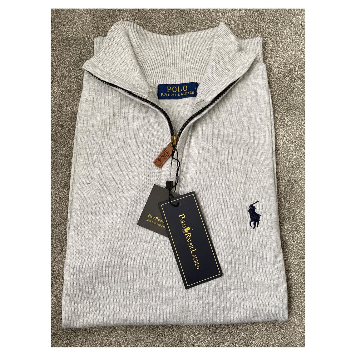 Brand New Ralph Lauren Half Zip Jumper Sweater Grey Navy | Etsy