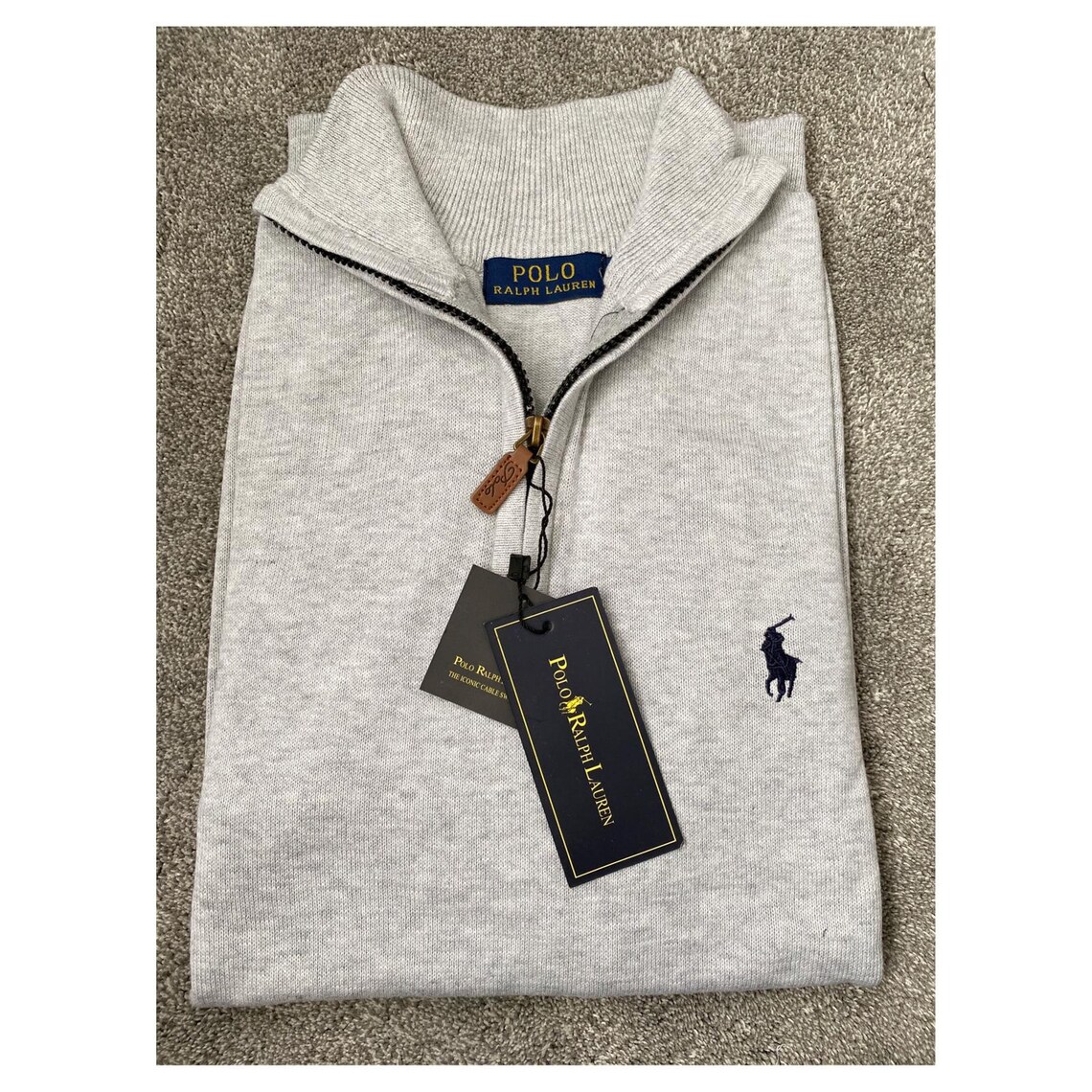 Brand New Ralph Lauren Half Zip Jumper Sweater Grey Navy | Etsy