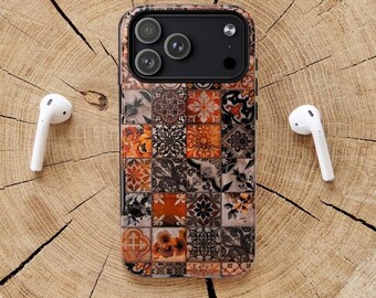 Funda moderna para iPhone / Funda protectora compatible con MagSafe / Diseño de mosaico retro