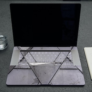 Concrete Geometry MacBook Skin | Minimal Industrial Laptop Wrap  | Modern Decal
