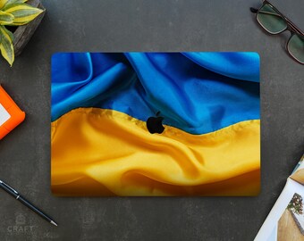 ウクライナ国旗柄MacBookケース、プラスチック製ハードシェルカバー