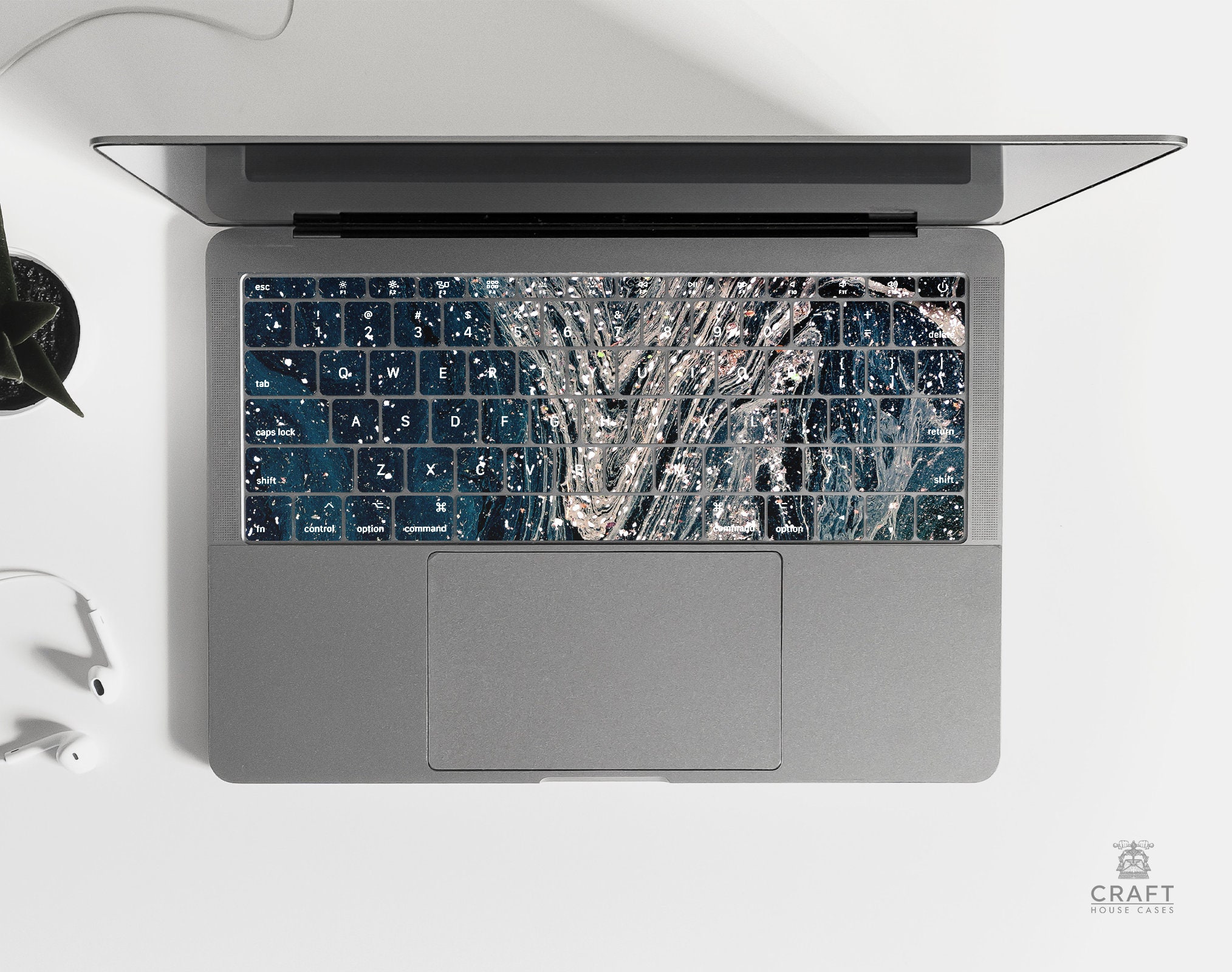 Skin De Protection Pour MacBook Air 11 Pouces, Motif Verre Marbre Marron Et Bleu, Itsaskin