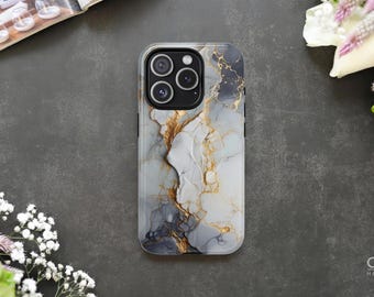 Funda para iPhone de mármol gris / Funda protectora de doble capa compatible con MagSafe (iPhone 17 Pro Max)