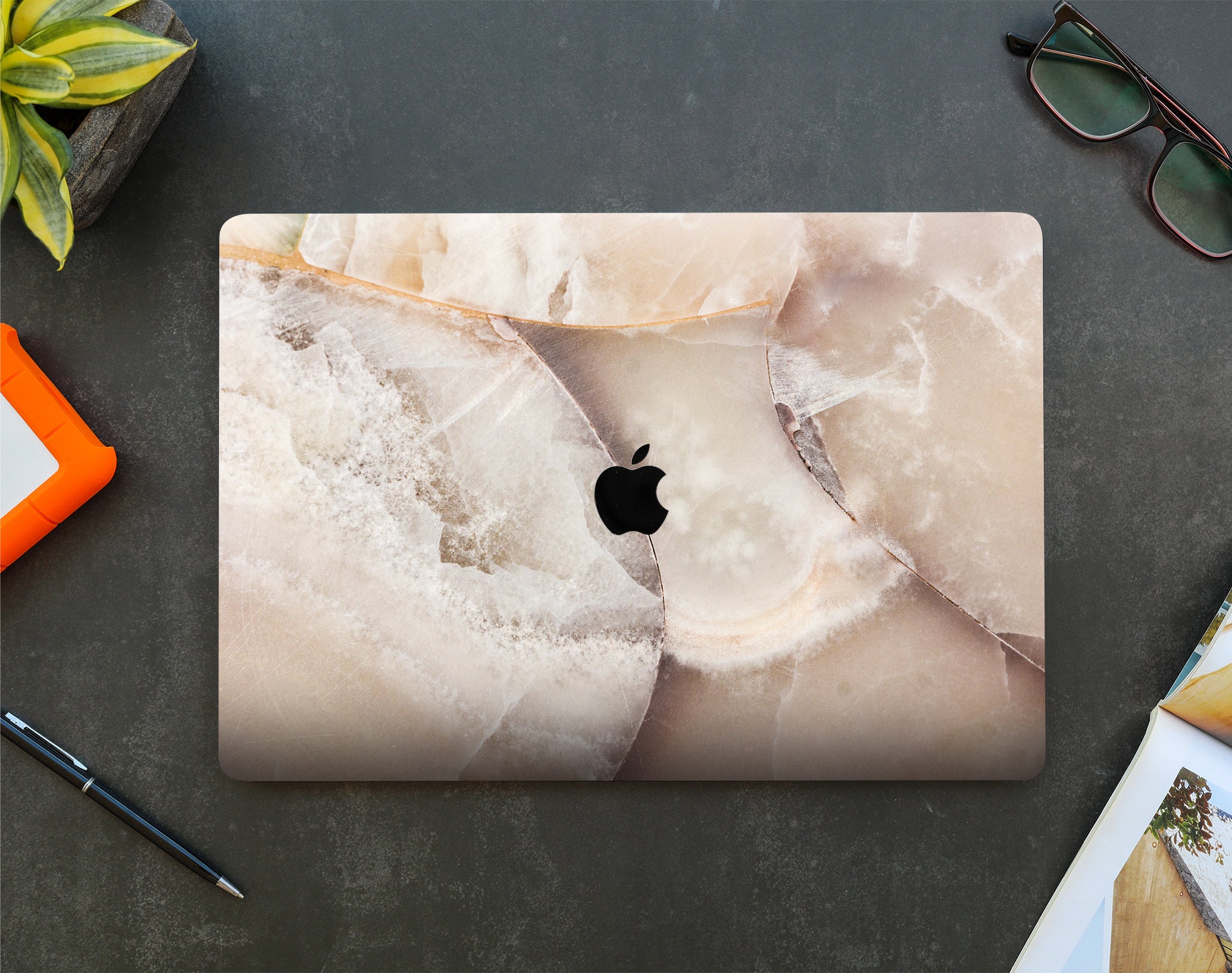 Étui MacBook émulation marbre beige pour MacBook Air 15 M2 Pro 16 A2485  Housse de protection en plastique pour MacBook Pro 14 M3 A2992 MacBook Air  15 M2 marbre -  France