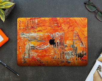 Orange Abstract Art MacBook Pro Case, Protective Plastic Cover