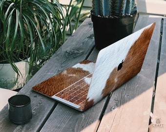 牛の毛皮柄のMacBookスキン、ビニールデカール