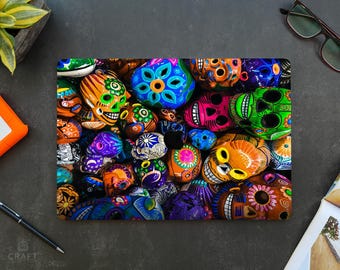 メキシカンスカル柄MacBookケース：カラフルなシュガースカルアートプリント