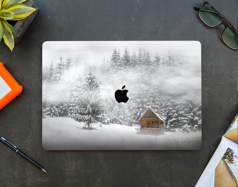 Winter pattern MacBook Air M1 13 case A2337 Hard Plastic Case Winter Landscape MacBook Pro M3 16inch case A2779 Snowy MacBook Pro 15 cover image 1