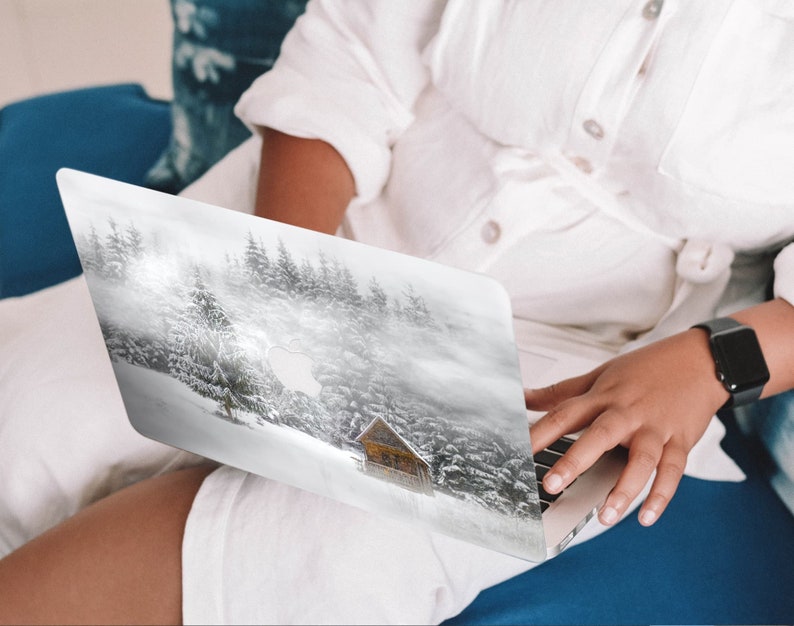 Winter pattern MacBook Air M1 13 case A2337 Hard Plastic Case Winter Landscape MacBook Pro M3 16inch case A2779 Snowy MacBook Pro 15 cover image 5