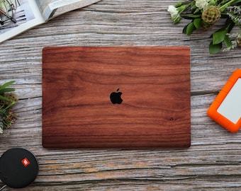 Étui pour MacBook émulation de bois de châtaignier, peau en plastique à texture de bois, coque rigide pour Apple Mac book M3 puce 2023, étui en bois pour MacBook Pro 14 M3