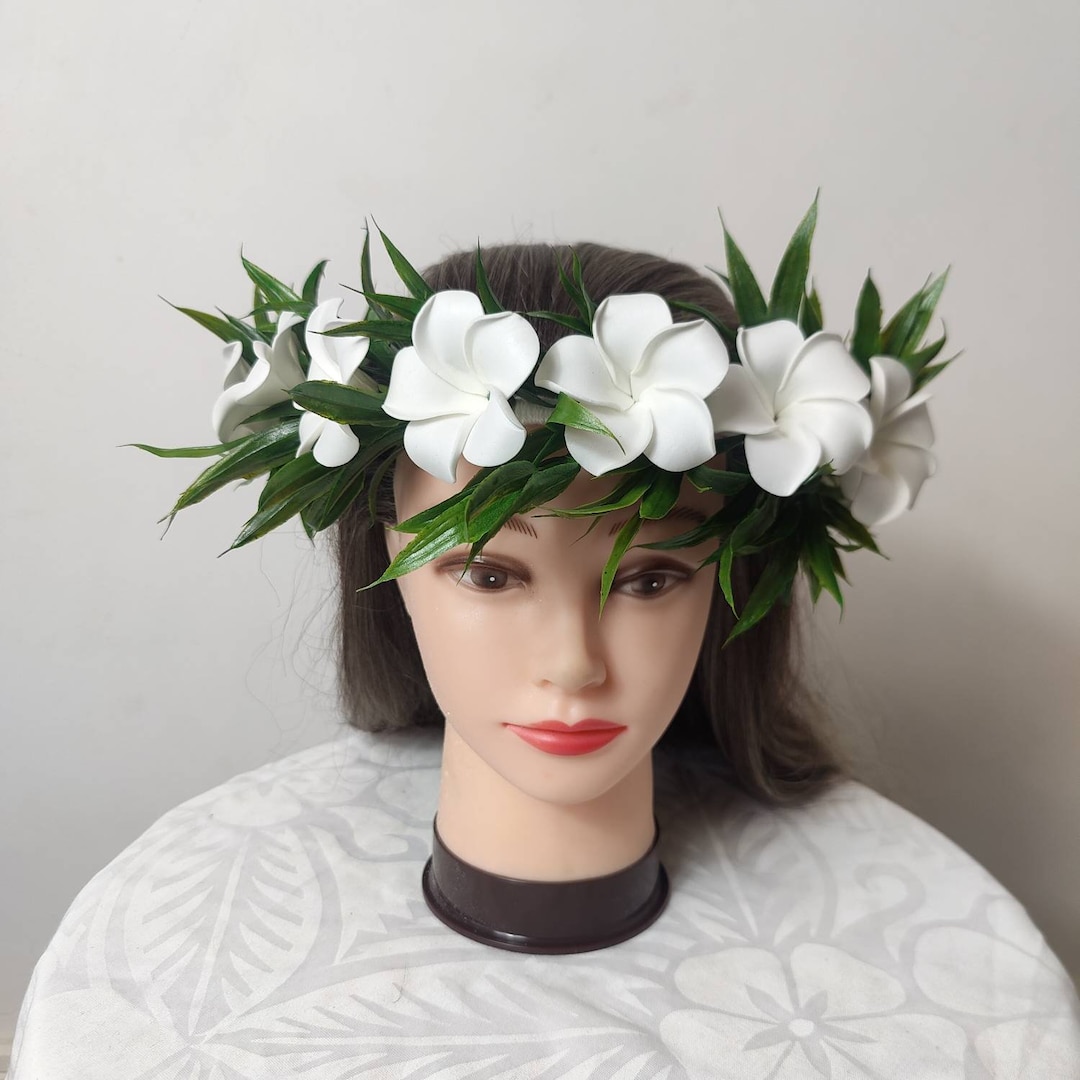 White Frangipani Flower Crown Etsy UK
