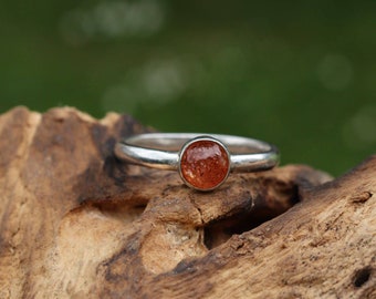 Handmade Sunstone Gemstone Ring. 6mm. Solitaire 925 Sterling Silver Size Made to Order.