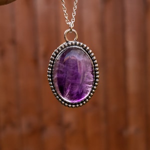 Large Amethyst Handmade 925 Sterling Silver Necklace and Chain. Pendant. Gift For Her. Statement Necklace. Unique Jewellery. One of a Kind.