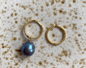 Set: Pearl earrings with interchangeable pendants * 925 Sterling silver gold-plated - Minicreole gold