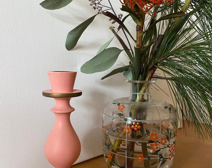 vintage candlestick holder in pink