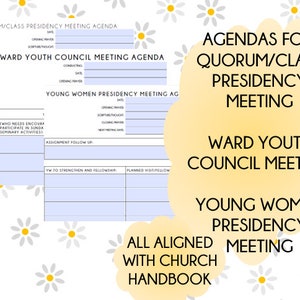 Youth YM/YW Presidency Meeting & Ward Youth Council Agendas