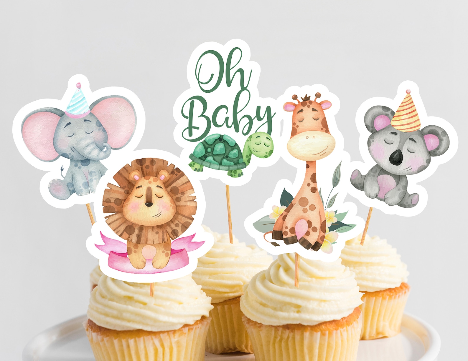 Animals Cake Topper, Safari Baby Shower, Oh Baby Cake Topper, Cake