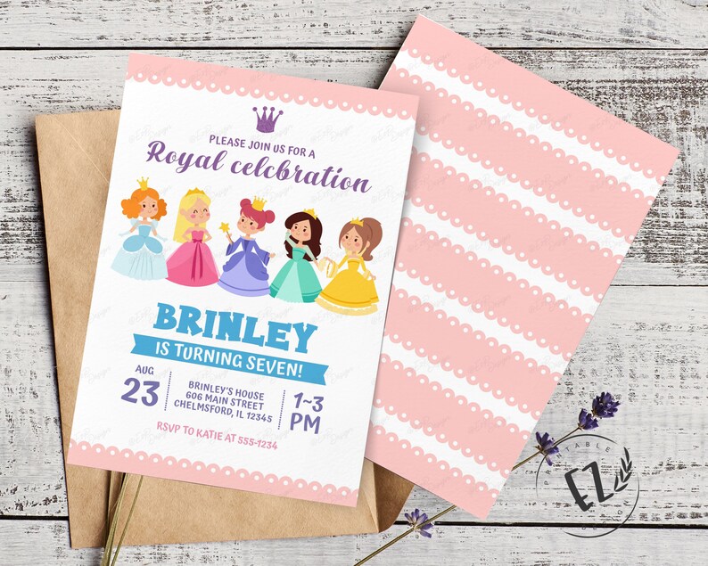 Princess Birthday Invitation, Royal Invitation, editable template image 2