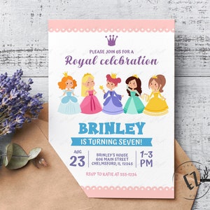 Princess Birthday Invitation, Royal Invitation, editable template image 1