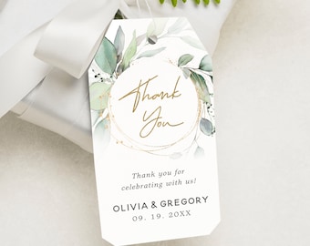 Thank You Gift Tags, Greenery Eucalyptus Gift Tags, editable baby shower, Printable Template