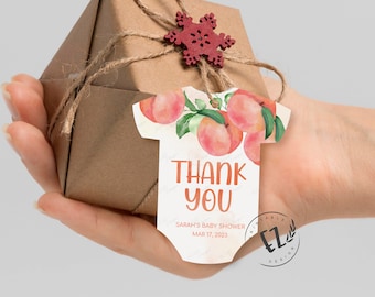 Sweet Little Peach Baby Shower Tags, Peach Thank you Tags, editable baby shower, Printable Template