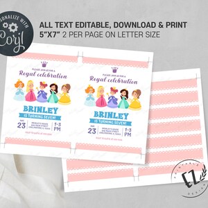 Princess Birthday Invitation, Royal Invitation, editable template image 3