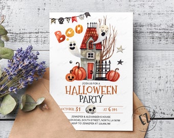 Boo Halloween Party Invitation, Boo Bash Invitation, Printable Template.