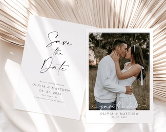Minimalist Save the Date Template, Editable Modern Photo Save the Date, Printable template