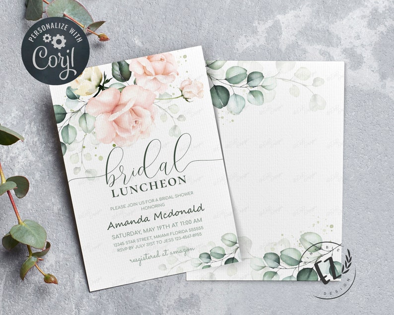 Blush Pink Bridal Shower Invitation Floral Invitation Etsy