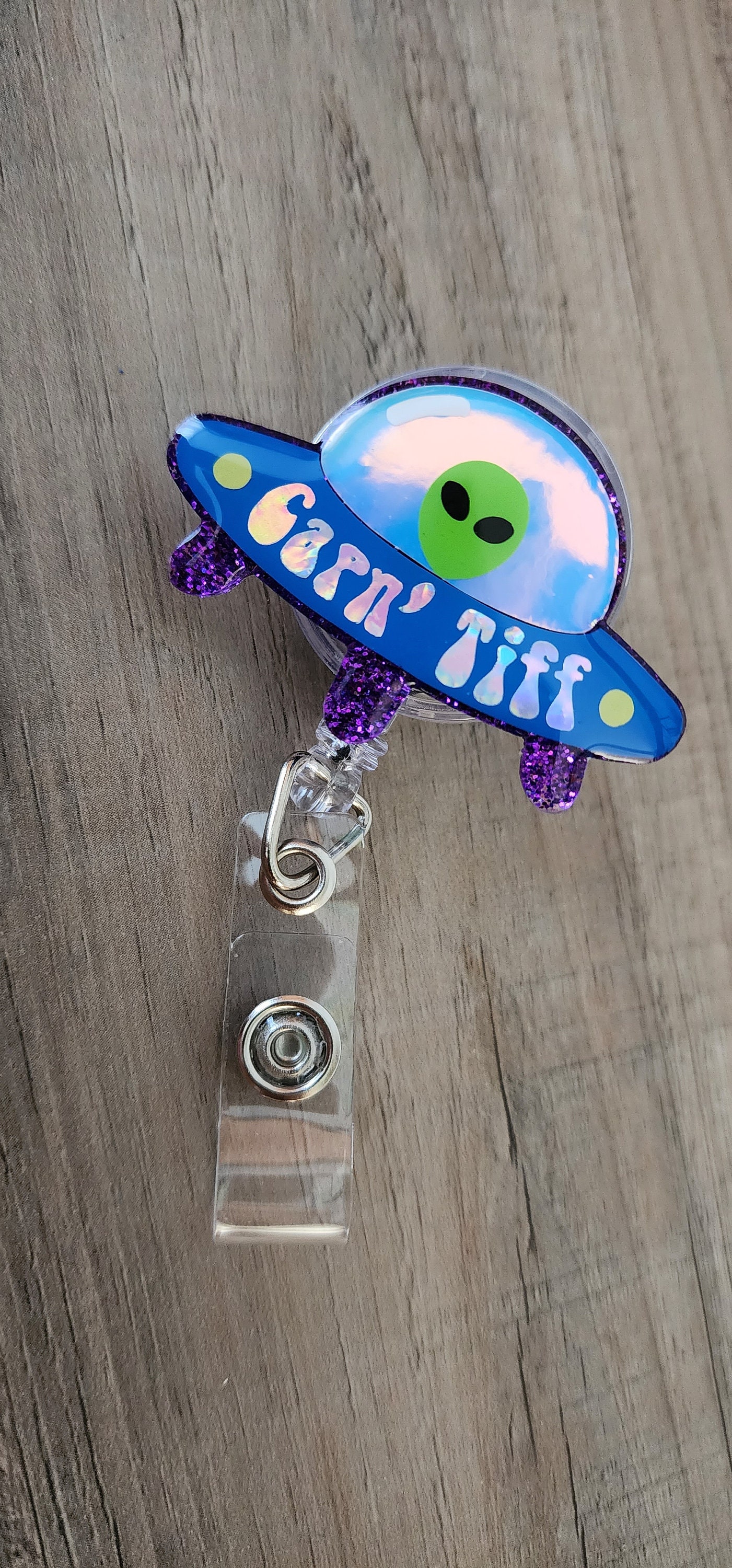 UFO Badge Holder, Alien Badge, Glitter Badge,cute Badge Holder, ID ...