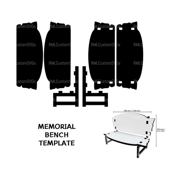 Memorial Bench Sublimation 7 Inch Template SVG