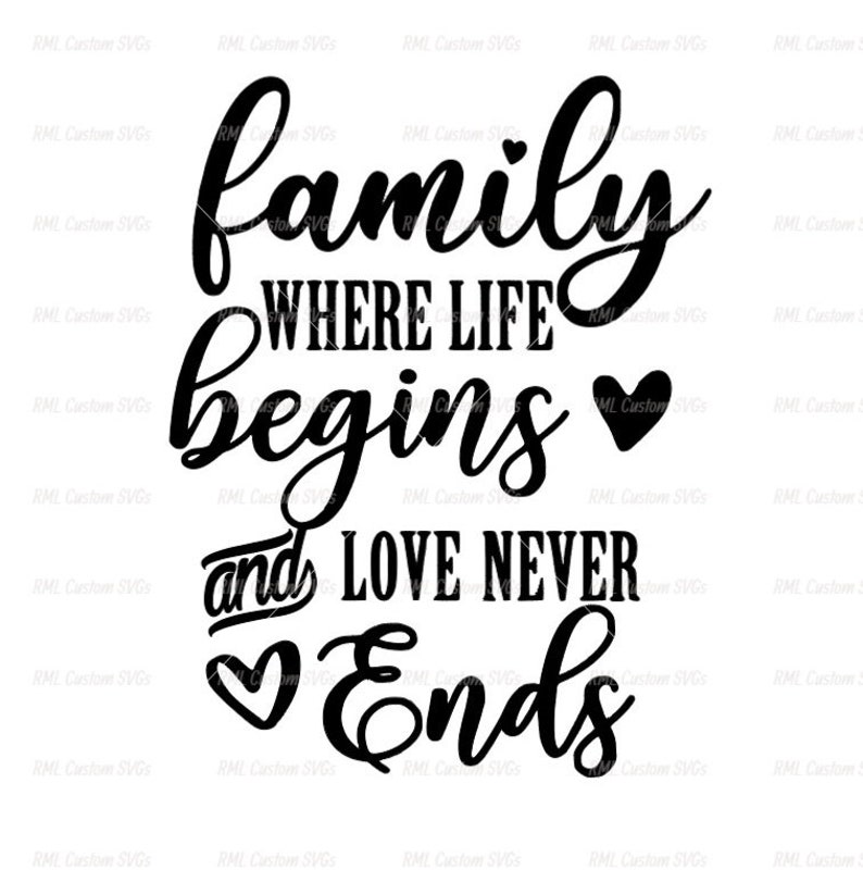 Family Where Life Begins and Love Never Ends SVG JPEG PNG - Etsy