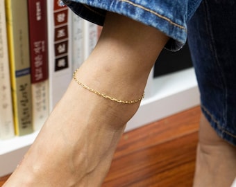 10K, 14K Oder 18K Massivgold, Mini Seitlich Schlüsselarmband Oder Fußkettchen In Gelb, Weiß Oder Roségold, Zierliches Schlüsselarmband- Fußkettchen Für Frau