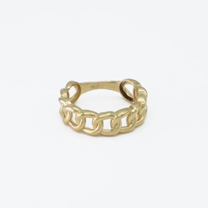 10K Solid Gold Chain Ring , Cuban Chain Ring, Dainty Link Chain Ring ...