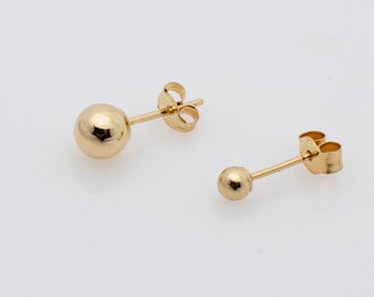 Orecchino a bottone a sfera in oro massiccio 14K / Orecchino a bottone rotondo semplice / Orecchino a bottone dal look pulito / Orecchino a bottone minimalista / Trova l'oro / Orecchino di tutti i giorni / Orecchino a bottone indispensabile