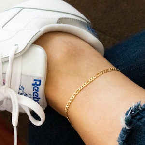 10K Solid Gold Figaro Anklet Bracelet / Gold Figaro Chain/ Italy Sold Gold Ankle Bracelet/ Figaro Chain Anklet/ Boho Anklet/ Chain Ankelet
