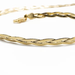 10K massief gouden gevlochten visgraatketting - gevlochten slangenketting - gevlochten visgraatketting - visgraatchoker - cadeau voor haar