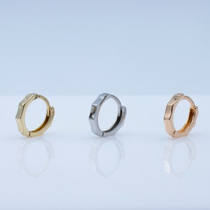 10K Solid Gold Hex Nut Huggie / Geometric Earring / Dainty Hoop / Honeycomb Earring / Minimalistic / Fine Gold / Daily Earring/ Eeveryday
