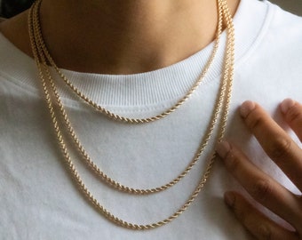 10K Yellow Gold Rope Necklace / Gold Rope Chain  16"  18" 20"/ Gold Twisted  Chain / Gold Rope Chain Necklace / Rope Chain for women for men