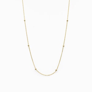 10K Solid Gold Beaded Choker Necklace / Beaded Satellite Chain / Ball Necklace / Sphere Necklace/14&quot;  15&quot; 16&quot; 17&quot; / Dainty Ball Choker