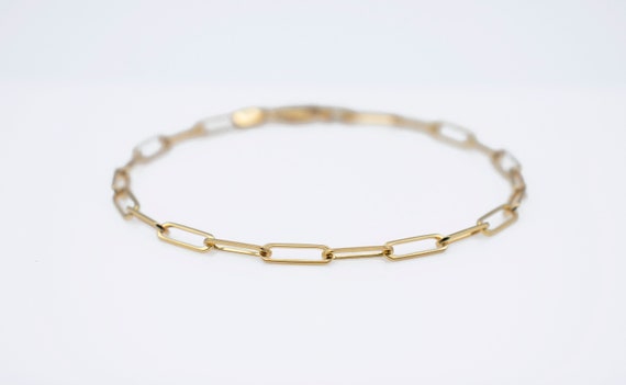 10K Solid Gold PaperClip Bracelet/ Boyfriend Bold Bracelet / Minimalist /Everyday Bracelets / Italian Gold / Bold / Real Gold/  Summer Chain
