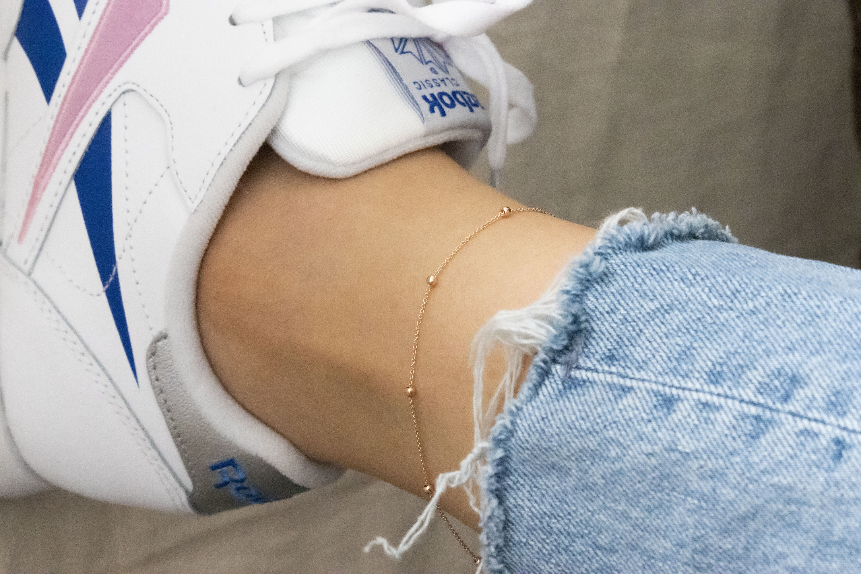 10K Solid Gold Ball Anklet/ Beaded Satellite Anklet / Ball Etsy